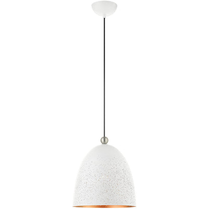 Livex Lighting Arlington Collection 1 Lt White Pendant  in White with Brushed Nickel Accents 49109-03