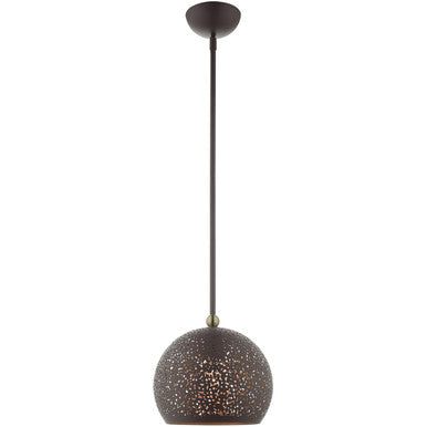 Livex Lighting Charlton Collection 1 Lt Bronze Pendant  in Bronze with Antique Brass Accents 49181-07