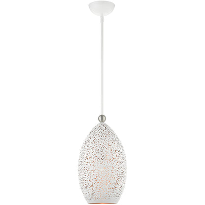 Livex Lighting Charlton Collection 1 Lt White Pendant  in White with Brushed Nickel Accents 49182-03