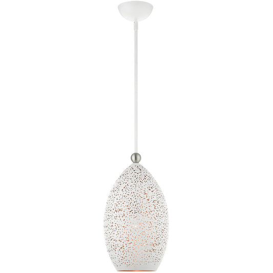 Livex Lighting Charlton Collection 1 Lt White Pendant  in White with Brushed Nickel Accents 49182-03