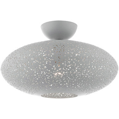 Livex Lighting Charlton Collection 1 Lt Nordic Gray Semi Flush Mount  in Nordic Gray with Brushed Nickel Accents 49183-80