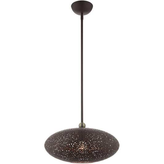 Livex Lighting Charlton Collection 3 Lt Bronze Pendant in Bronze with Antique Brass Accents 49184-07