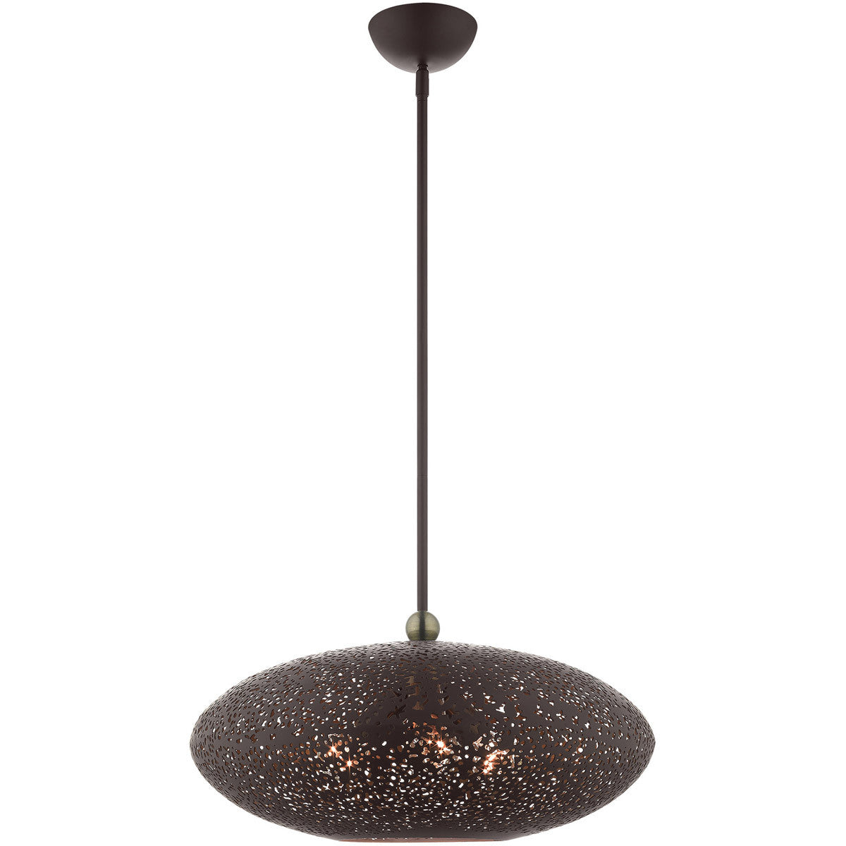 Livex Lighting Charlton Collection 3 Lt Bronze Pendant in Bronze with Antique Brass Accents 49185-07