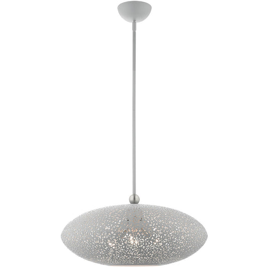 Livex Lighting Charlton Collection 3 Lt Nordic Gray Pendant  in Nordic Gray with Brushed Nickel Accents 49185-80