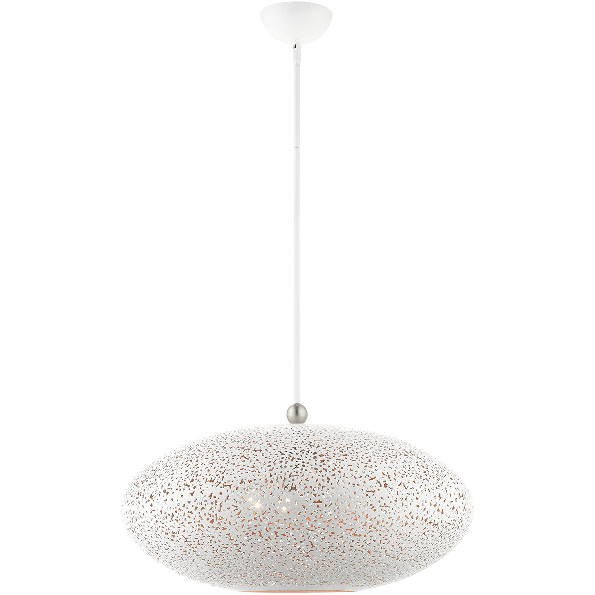 Livex Lighting Charlton Collection 3 Lt White Pendant  in White with Brushed Nickel Accents 49186-03