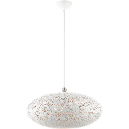 Livex Lighting Charlton Collection 3 Lt White Pendant  in White with Brushed Nickel Accents 49186-03