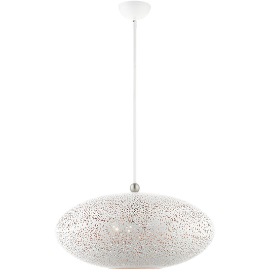 Livex Lighting Charlton Collection 3 Lt White Pendant  in White with Brushed Nickel Accents 49186-03