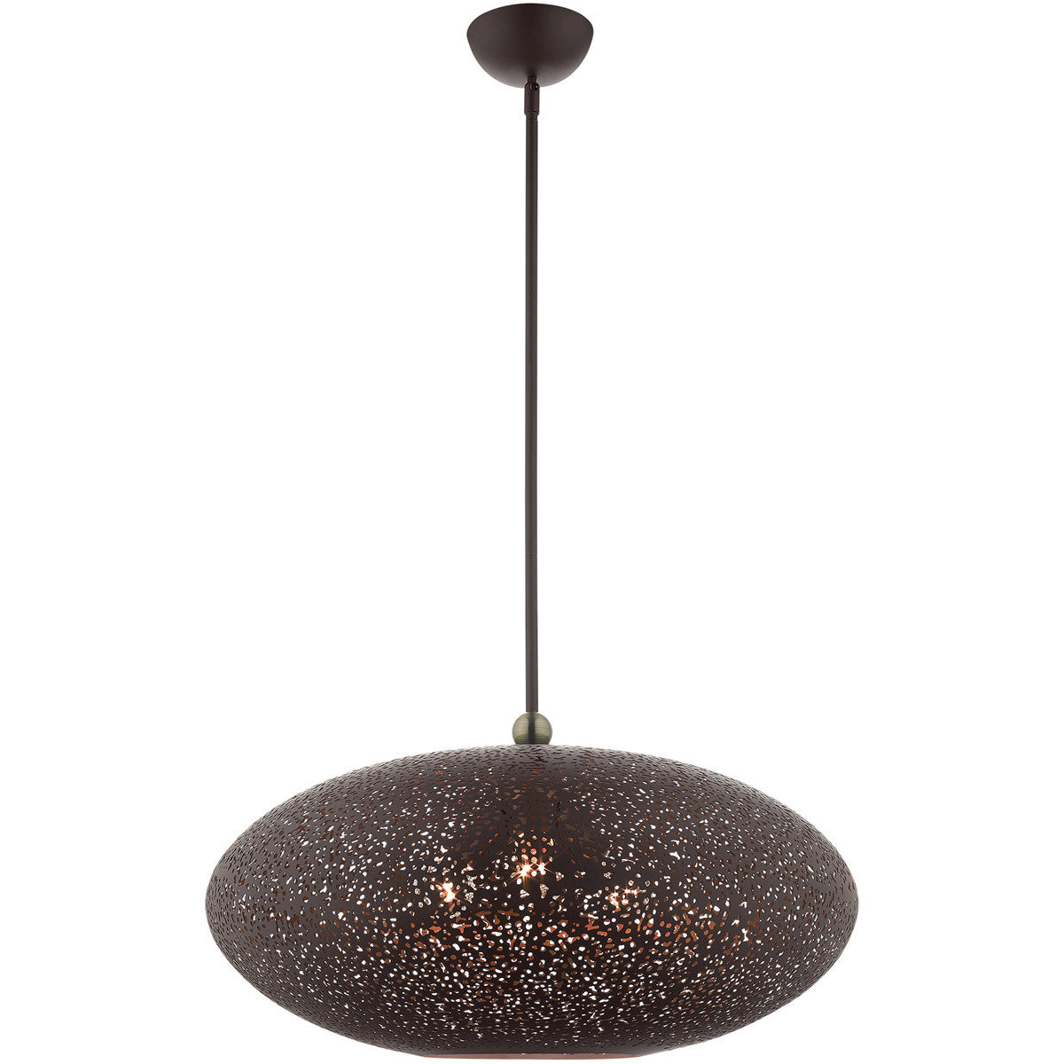 Livex Lighting Charlton Collection 3 Lt Bronze Pendant in Bronze with Antique Brass Accents 49186-07