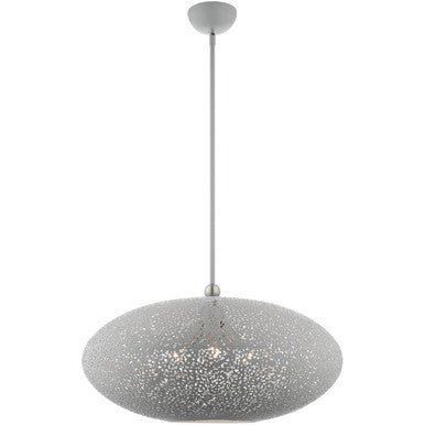 Livex Lighting Charlton Collection 3 Lt Nordic Gray Pendant  in Nordic Gray with Brushed Nickel Accents 49186-80