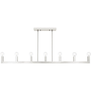 Livex Lighting Solna Collection 7 Lt Brushed Nickel Linear Chandelier in Brushed Nickel 49209-91