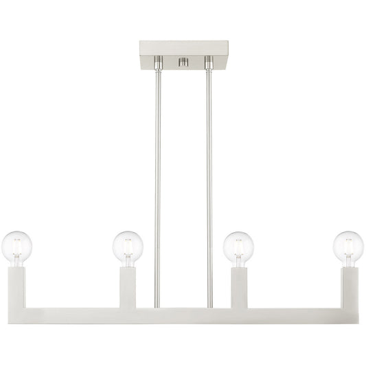 Livex Lighting Solna Collection 4 Lt Brushed Nickel Linear Chandelier in Brushed Nickel 49213-91