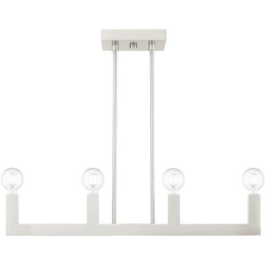 Livex Lighting Solna Collection 4 Lt Brushed Nickel Linear Chandelier in Brushed Nickel 49213-91