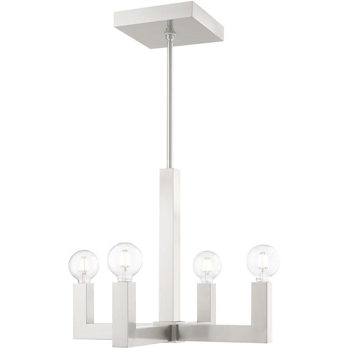 Livex Lighting Solna Collection 4 Lt Brushed Nickel Chandelier in Brushed Nickel 49214-91