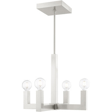 Livex Lighting Solna Collection 4 Lt Brushed Nickel Chandelier in Brushed Nickel 49214-91