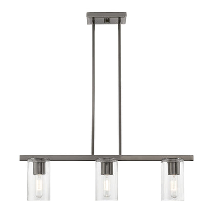 Livex Lighting Clarion Collection  3 Light Black Chrome Linear Chandelier in Black Chrome 49273-46