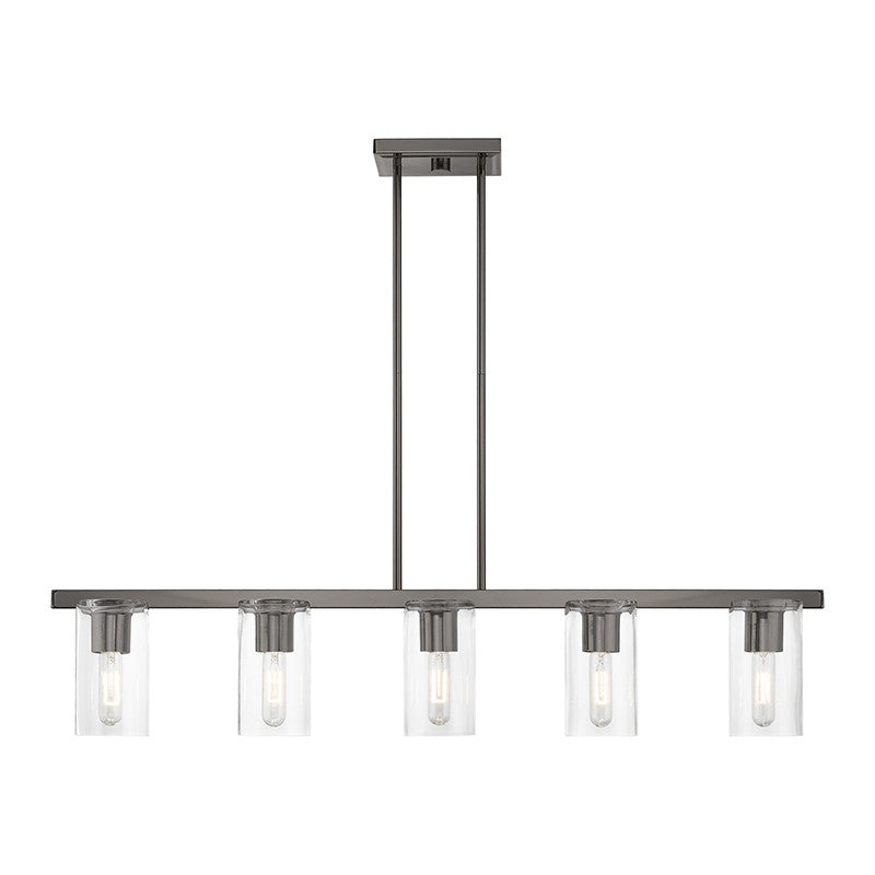 Livex Lighting Clarion Collection  5 Light Black Chrome Linear Chandelier in Black Chrome 49275-46