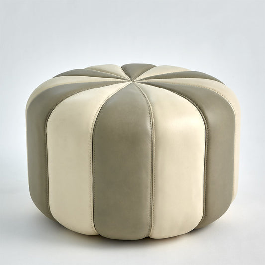 Global Views Peppermint Pouf-Light Grey/Ivory 9.93547