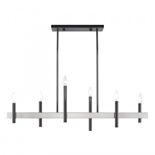 Livex Lighting Denmark 6 Light Black Chrome Extra Large Linear Chandelier with Brushed Nickel Accents 49336-46