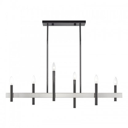 Livex Lighting Denmark 6 Light Black Chrome Extra Large Linear Chandelier with Brushed Nickel Accents 49336-46