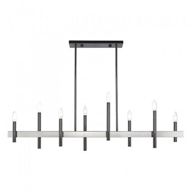 Livex Lighting Denmark 8 Light Black Chrome Extra Large Linear Chandelier with Brushed Nickel Accents 49338-46