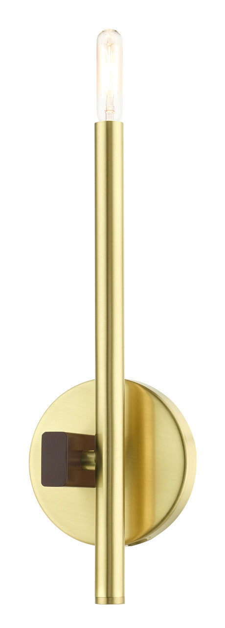 Livex Lighting Denmark Collection  1 Light Satin Brass ADA Single Sconce in Satin Brass with Bronze Accents 49341-12