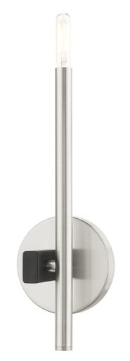 Livex Lighting Denmark Collection  1 Light Brushed Nickel ADA Single Sconce in Brushed Nickel with Black Accents 49341-91