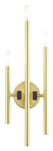 Livex Lighting Denmark Collection  3 Light Satin Brass ADA Triple Sconce in Satin Brass with Bronze Accents 49343-12