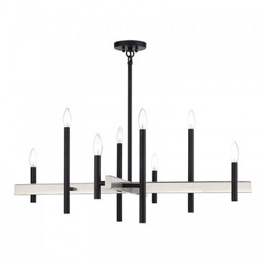 Livex Lighting Denmark 8 Light Black Large Chandelier with Brushed Nickel Accents 49347-04