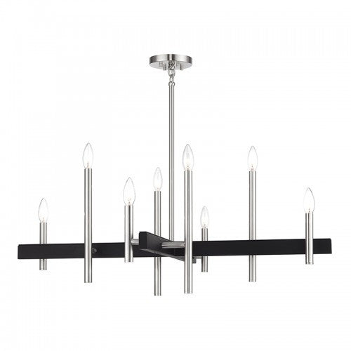 Livex Lighting Denmark 8 Light Brushed Nickel Large Chandelier with Black Accents 49347-91