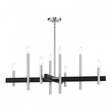 Livex Lighting Denmark 8 Light Brushed Nickel Large Chandelier with Black Accents 49347-91