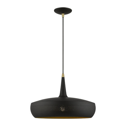 Livex Lighting Banbury Collection  1 Light Black with Antique Brass Accents Pendant in Black with Antique Brass Accents 49353-04