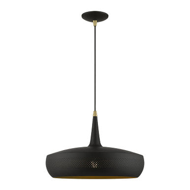 Livex Lighting Banbury Collection  1 Light Black with Antique Brass Accents Pendant in Black with Antique Brass Accents 49353-04