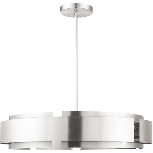 Livex Lighting Varick Collection 7 Lt Brushed Nickel Pendant Chandelier in Brushed Nickel 49418-91