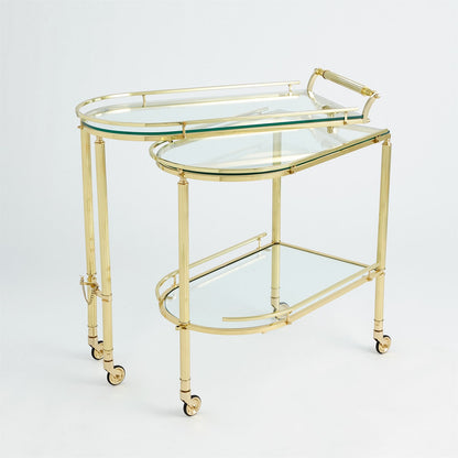 Global Views Gallery Folding Bar Cart Shiny Brass 9.93555