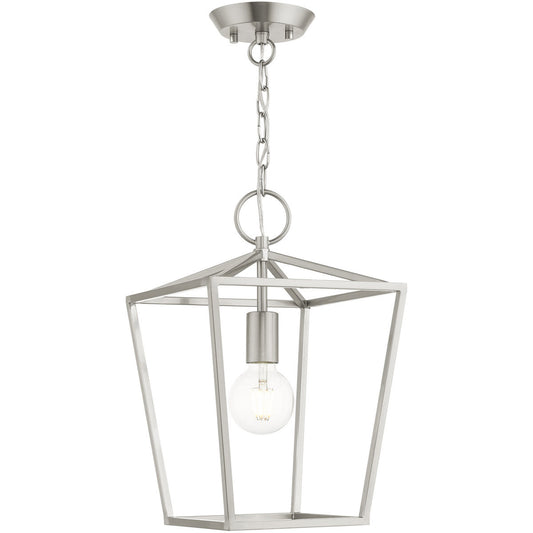 Livex Lighting Devonshire Collection 1 Lt Brushed Nickel Convertible Lantern in Brushed Nickel 49432-91