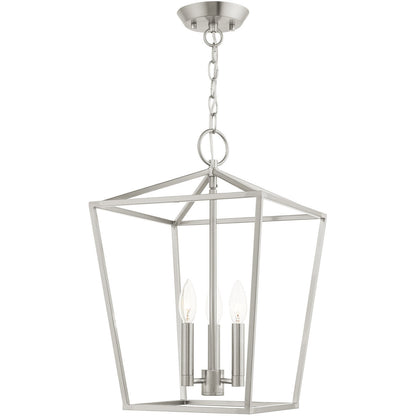 Livex Lighting Devonshire Collection 3 Lt Brushed Nickel Convertible Lantern  in Brushed Nickel 49433-91