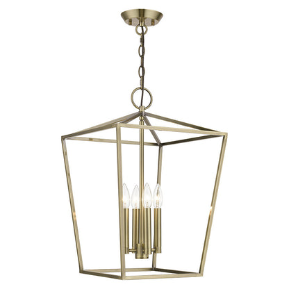 Livex Lighting Devone Collection  4 Light Antique Brass Chandelier in Antique Brass 49434-01