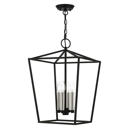 Livex Lighting Devone Collection  4 Light Black with Brushed Nickel Accents Chandelier in Black with Brushed Nickel Accents 49434-04