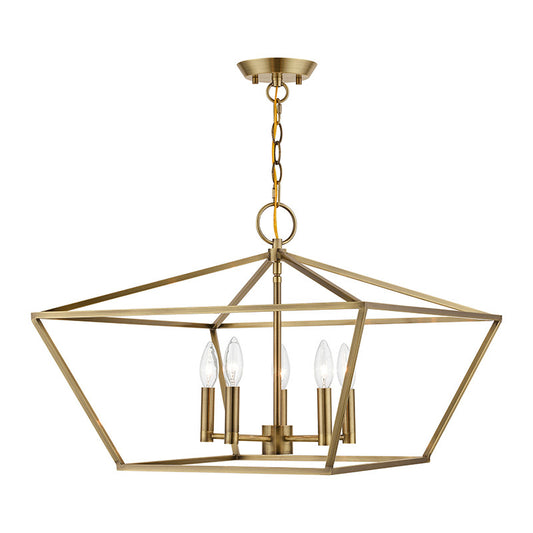 Livex Lighting Devone Collection  5 Light Antique Brass Chandelier in Antique Brass 49435-01