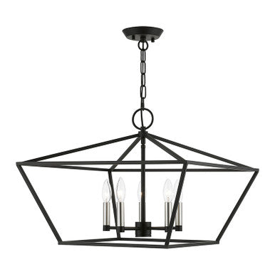 Livex Lighting Devone Collection  5 Light Black with Brushed Nickel Accents Chandelier in Black with Brushed Nickel Accents 49435-04