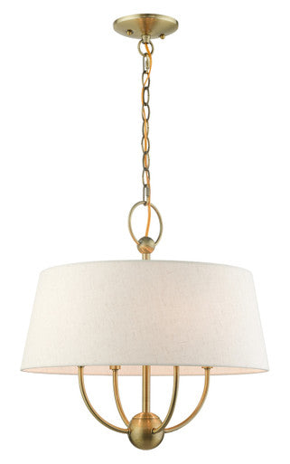 Livex Lighting Cartwright Collection  4 Light Antique Brass Pendant Chandelier in Antique Brass 49444-01