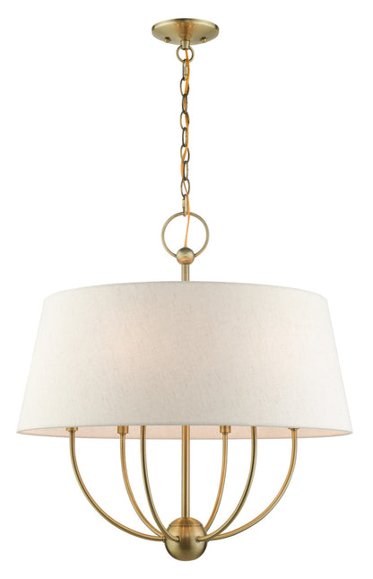 Livex Lighting Cartwright Collection  6 Light Antique Brass Pendant Chandelier in Antique Brass 49446-01