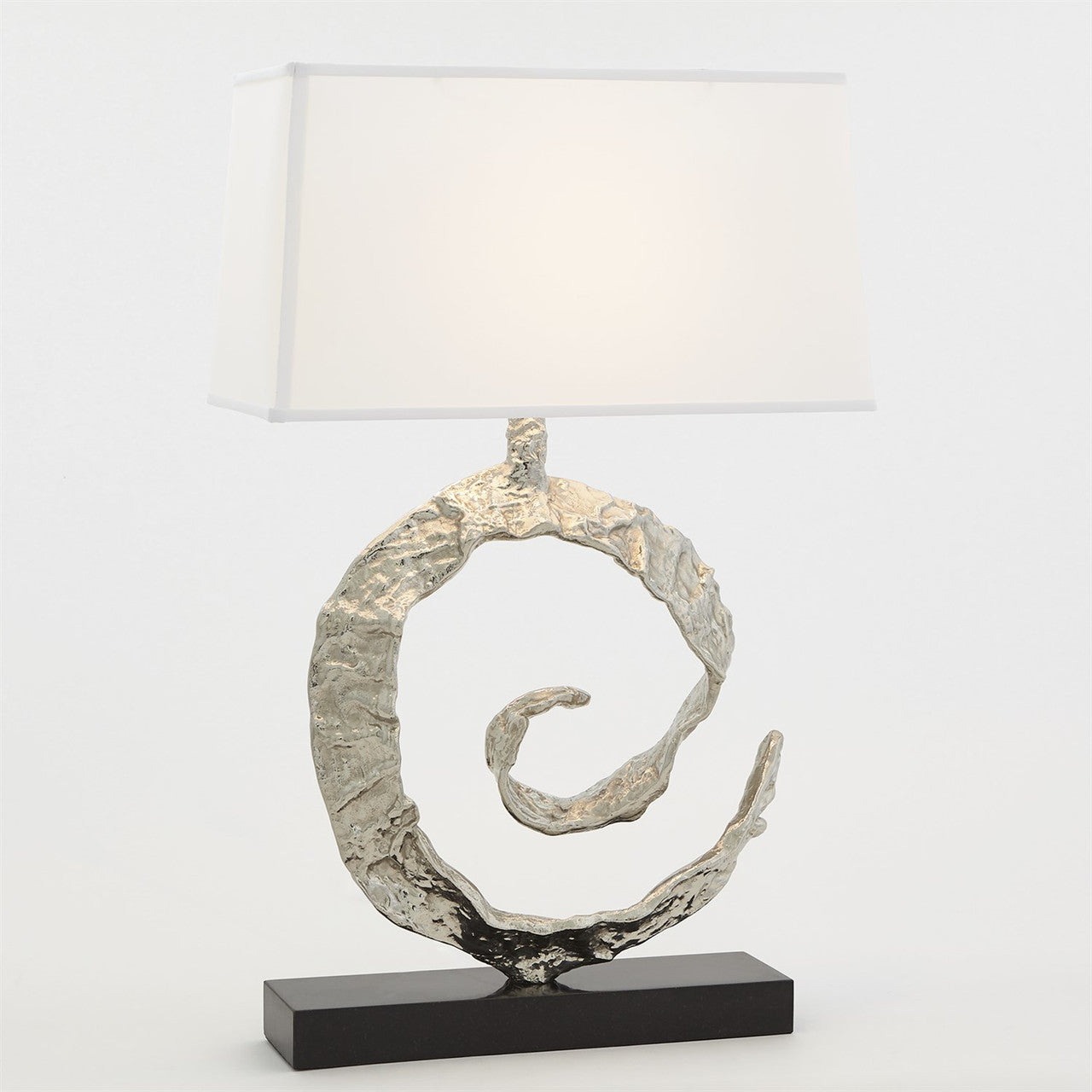 Global Views Swirl Lamp in Nickel with Black Granite 9.93556