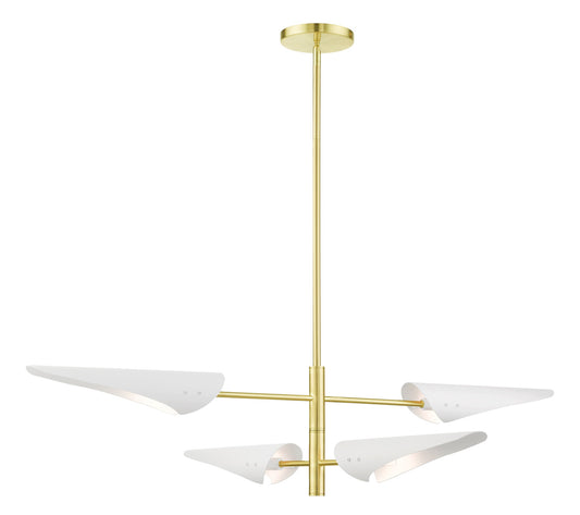 Livex Lighting Capistrano Collection  4 Light Satin Brass Pendant Chandelier in Satin Brass 49494-12