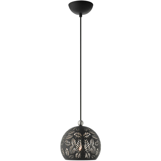 Livex Lighting Chantily Collection 1 Lt Black Pendant  in Black with Brushed Nickel Accents 49541-04