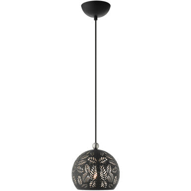 Livex Lighting Chantily Collection 1 Lt Black Pendant  in Black with Brushed Nickel Accents 49541-04