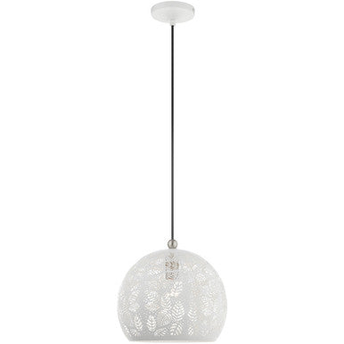 Livex Lighting Chantily Collection 1 Lt White Pendant  in White with Brushed Nickel Accents 49542-03