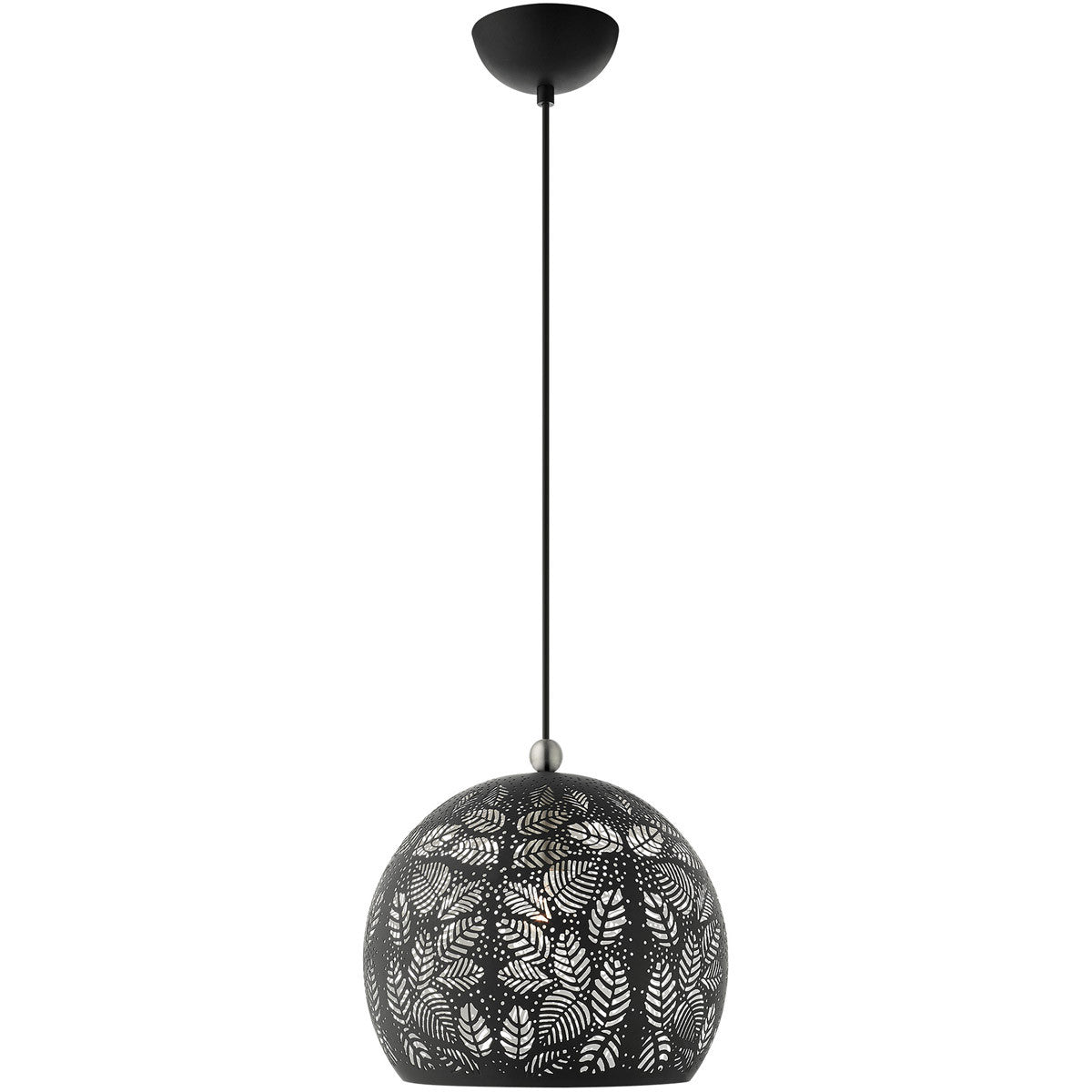 Livex Lighting Chantily Collection 1 Lt Black Pendant  in Black with Brushed Nickel Accents 49542-04