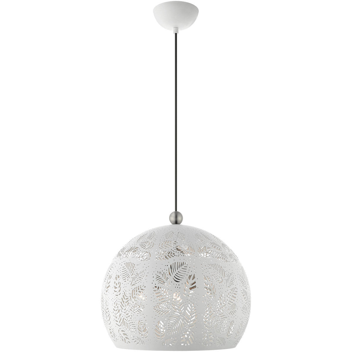 Livex Lighting Chantily Collection 3 Lt White Pendant  in White with Brushed Nickel Accents 49543-03