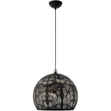 Livex Lighting Chantily Collection 3 Lt Black Pendant in Black with Brushed Nickel Accents 49543-04